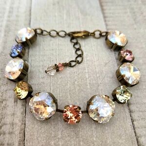 Austrian Crystal Bracelet in Antique Brass